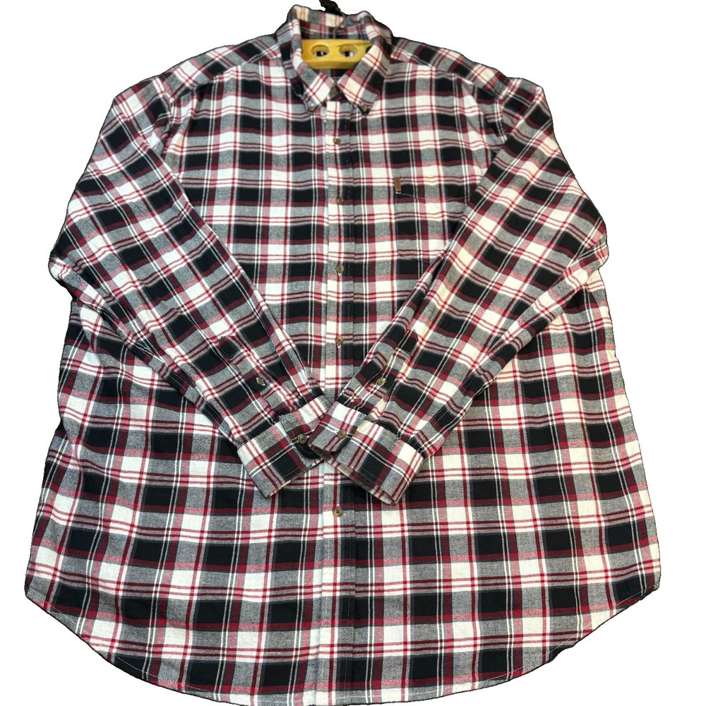 Chaps Performance Shirt Mens 3XL Multicolor Plaid Flannel Button Down Red Black